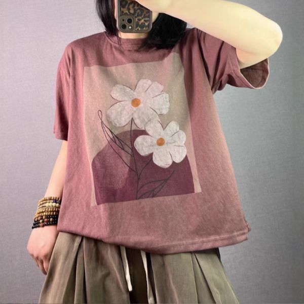 上衣 - F6004 文藝花朵上衣【F碼】 