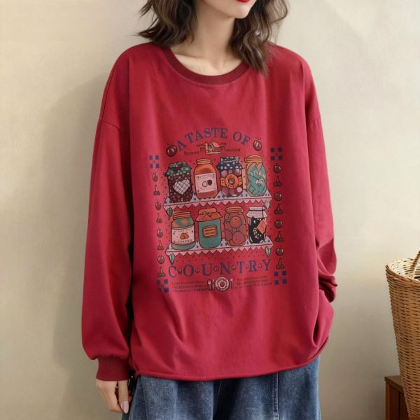 上衣 - A8115 童趣果醬印花長袖上衣【加大F】 