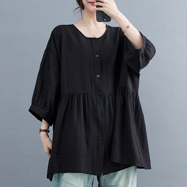 上衣 - A8140 簡約感．抓褶寬鬆上衣【加大F】 