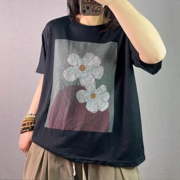 上衣 - F6004 文藝花朵上衣【F碼】 
