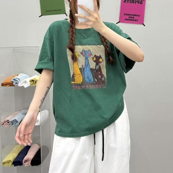 上衣 - F6263 三隻小貓寬鬆上衣【加大F】 