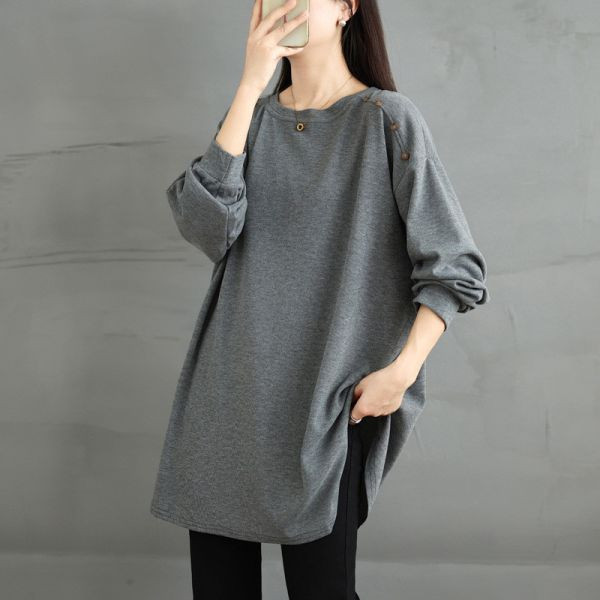 上衣 - A8109 肩釦造型長上衣【加大F】 