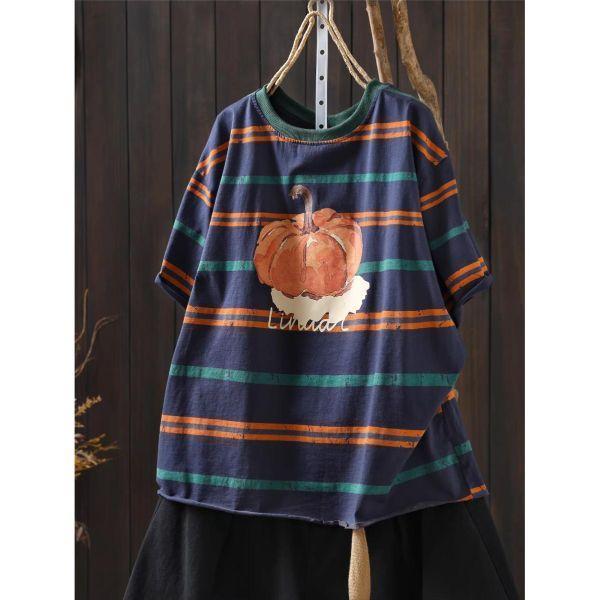 上衣 - F6194 條紋南瓜寬鬆上衣【加大F】 