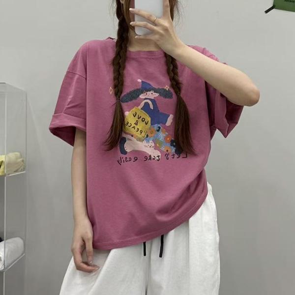上衣 - F6320 童趣女孩貓咪寬鬆上衣【加大F】 