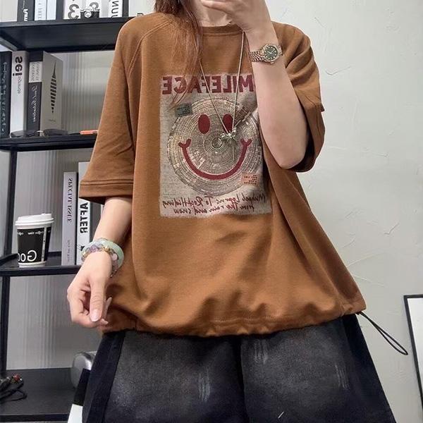 上衣 - F6246 個姓微笑印花寬鬆上衣【加大F】 