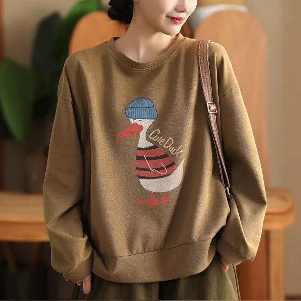 上衣 - F6157 冬日毛帽小鴨長袖上衣【加大F】 