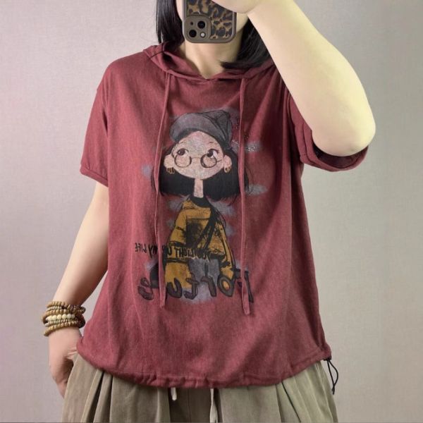 上衣 - F6069 眼鏡女孩連帽上衣【F碼】 