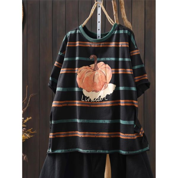 上衣 - F6194 條紋南瓜寬鬆上衣【加大F】 