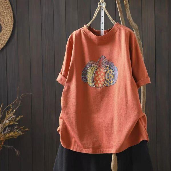 上衣 - F6204 復古南瓜印花上衣【加大F】 