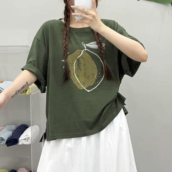 上衣 - F6271 插畫水果短版上衣【加大F】 