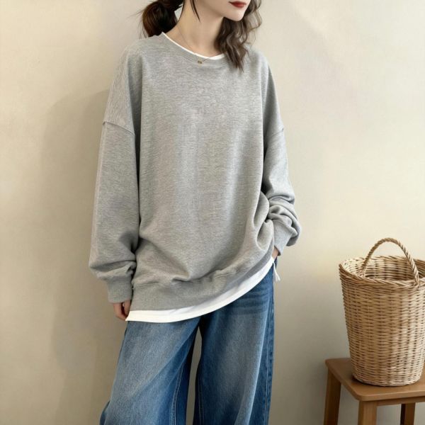 上衣 - A8114 簡約感．假兩件休閒上衣【加大F】 