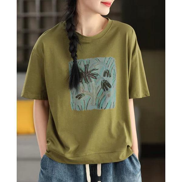 上衣 - F6234 文藝植葉寬鬆上衣【F碼】 