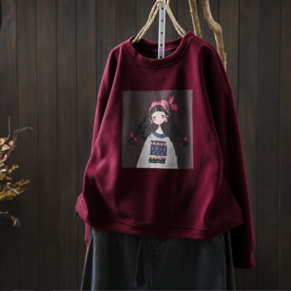 上衣 - F6166 女孩溫暖長袖上衣(內加絨)【加大F】 