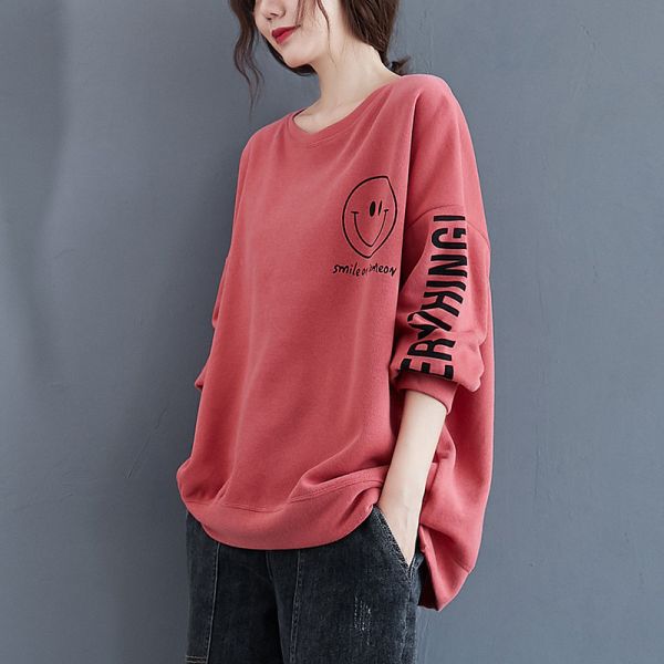 上衣 - A8107 微笑字母寬鬆上衣【加大F】 