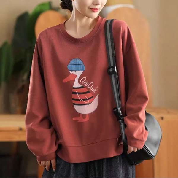 上衣 - F6157 冬日毛帽小鴨長袖上衣【加大F】 