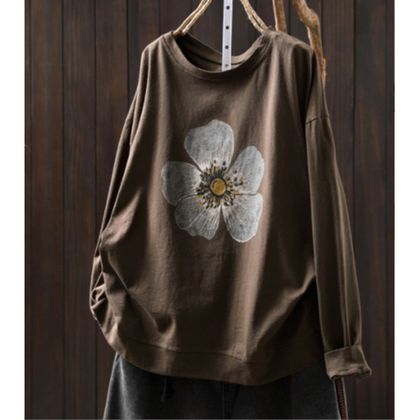 上衣 - F6126 花朵印花長袖上衣【加大F】 