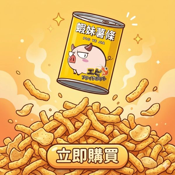 蝦妹薯條-番茄口味 售價150元（任選三個送可愛豬飼料袋） 