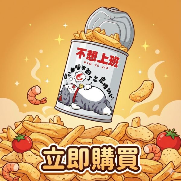 不想上班-蝦薯條番茄 原價150元（任選三個送可愛豬飼料袋） 