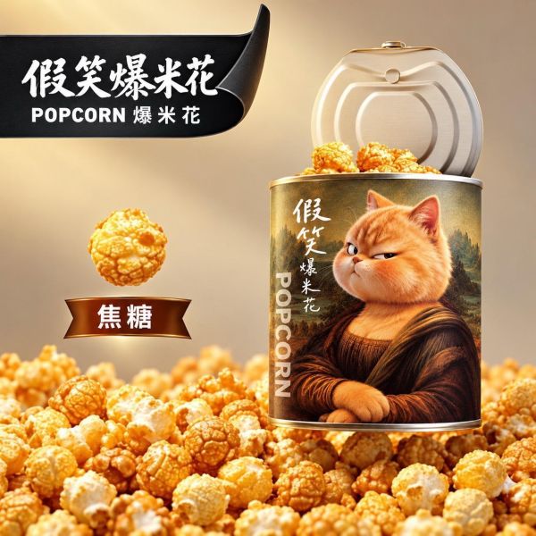 新品-假笑爆米花/罐 焦糖口味 售價160元（預計10/21-10/30排單出貨） 蚊香爆米花
蚊香罐零食