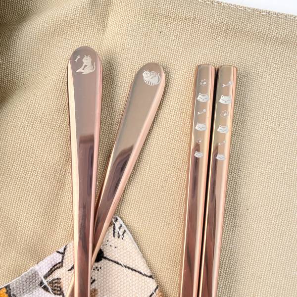 慵懶行為學 隨身餐具組 - 虎斑喵喵 