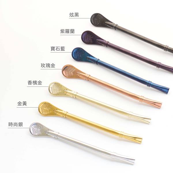 沁蘭花茶匙吸管 金黃 湯匙,瑪黛茶,過濾勺,吸管匙,花茶匙,攪拌匙,吸管,不鏽鋼,外出隨身,餐具,環保,ZAKKA,鄉村風,廚房