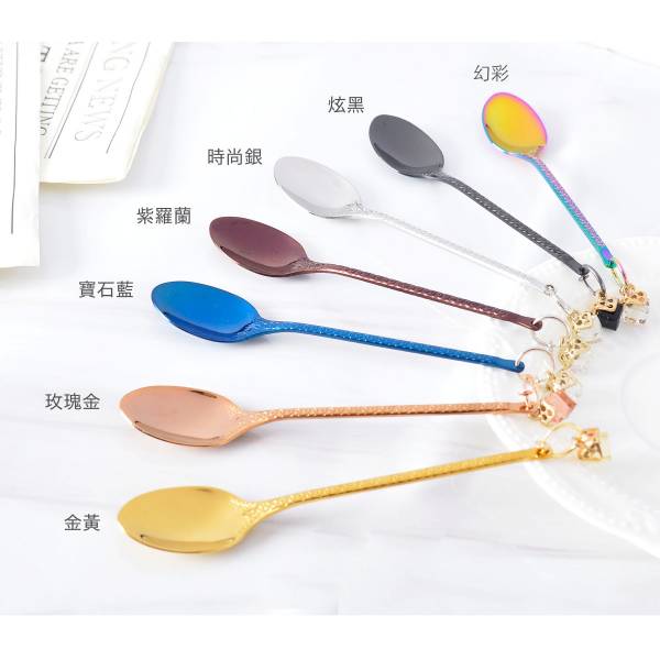 創意耳環掛飾咖啡匙 金黃 湯匙,瑪黛茶,過濾勺,吸管匙,花茶匙,攪拌匙,吸管,不鏽鋼,外出隨身,餐具,環保,ZAKKA,鄉村風,廚房