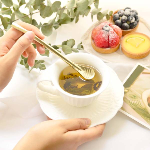 沁蘭花茶匙吸管 時尚銀 湯匙,瑪黛茶,過濾勺,吸管匙,花茶匙,攪拌匙,吸管,不鏽鋼,外出隨身,餐具,環保,ZAKKA,鄉村風,廚房