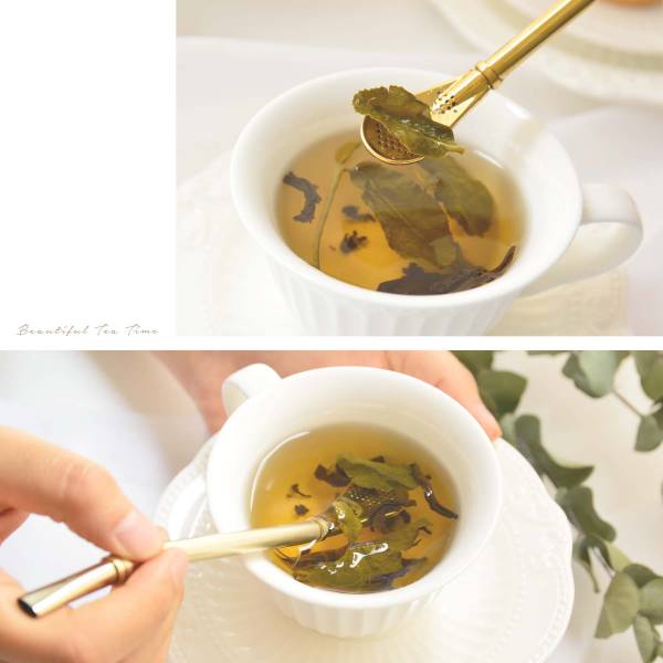 沁蘭花茶匙吸管 金黃 湯匙,瑪黛茶,過濾勺,吸管匙,花茶匙,攪拌匙,吸管,不鏽鋼,外出隨身,餐具,環保,ZAKKA,鄉村風,廚房