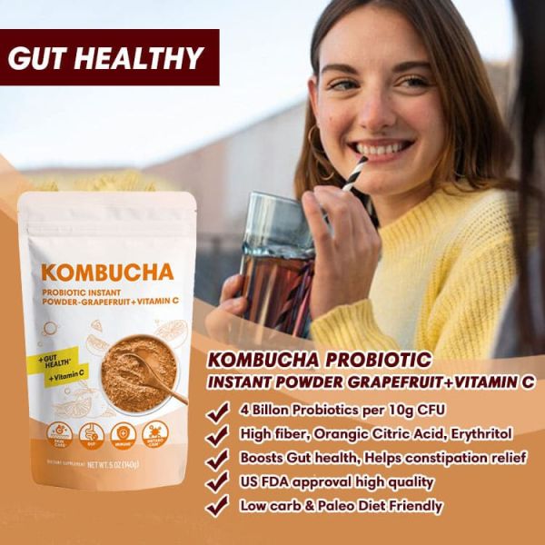 Probiotics Kombucha Powder with Grapefruit & Vitamin C Bag Pack (Per bag: 140g) Kombucha Powder,probiotics tea,fermented tea,Kombucha Powder supplier,Kombucha Powder factory,guide,wholesaler,distributor,OEM,ODM