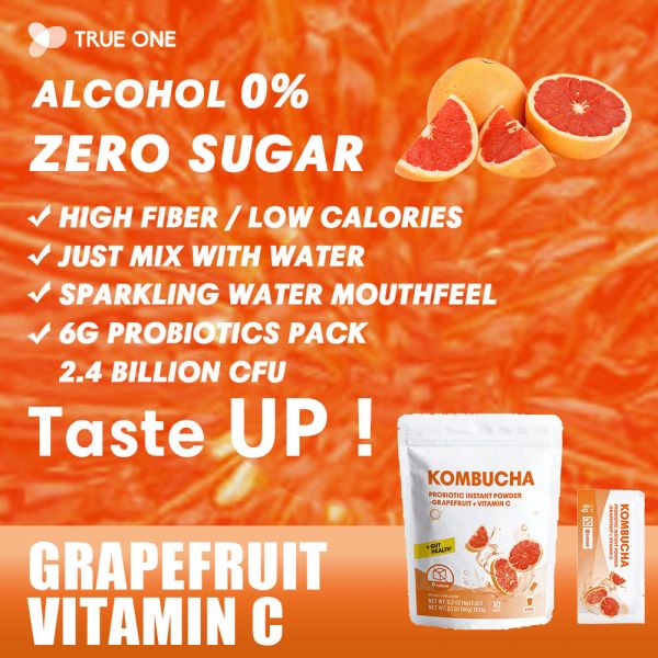 Kombucha Probiotic Instant Powder Grapefruit +Vitamin C 6g*10packs kombucha, SCOBY, fermentation, grapefruit