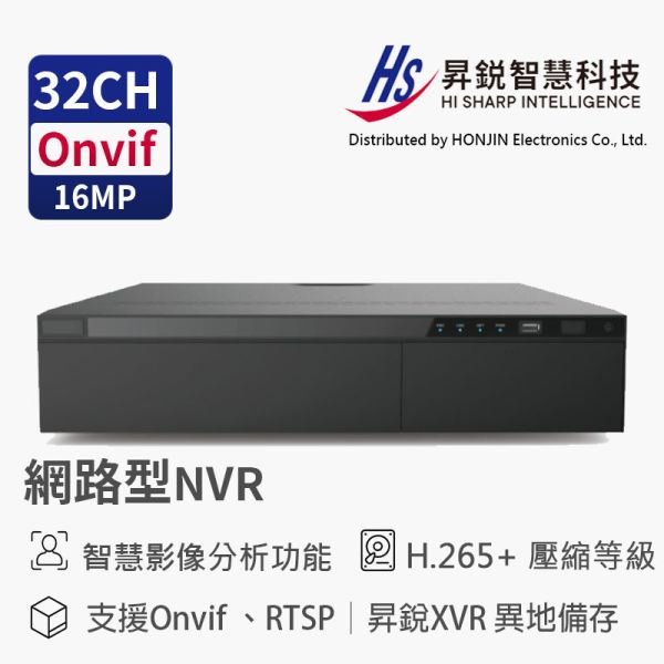 昇銳 HiSharp HS-NK3382 網路型錄放影機｜支援32路IP影像、H.265高畫質、AI智慧偵測、手機遠端監控 HiSharp, 昇銳 NVR, HS-NK3382, 8路錄影主機, H.265錄影機, AI智慧監控, 網路型錄放影機, IP監控主機, ONVIF錄影主機, 手機遠端監看