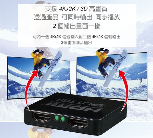 伽利略 HDMI【1進2出】4K2K影音分配器 塑殼HDS102AP 伽利略 HDMI【1進2出】4K2K影音分配器 塑殼HDS102AP
