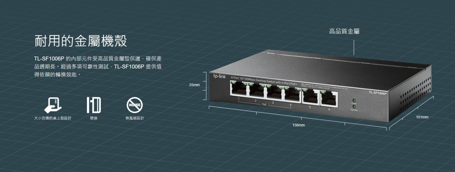 TP-LINK TL-SF1006P｜6 埠百兆 PoE+ 交換器｜4 埠 af/at、67W PoE 總供電｜250m 延伸模式｜優先級 Port1–2｜PoE 自動恢復 TP-LINK TL-SF1006P,6埠PoE交換器,4埠PoE+,67W PoE供電,百兆PoE交換器,監控PoE交換器,250m延伸模式,PoE自動修復,Port優先級,TP-LINK PoE Switch,af/at PoE電源供應