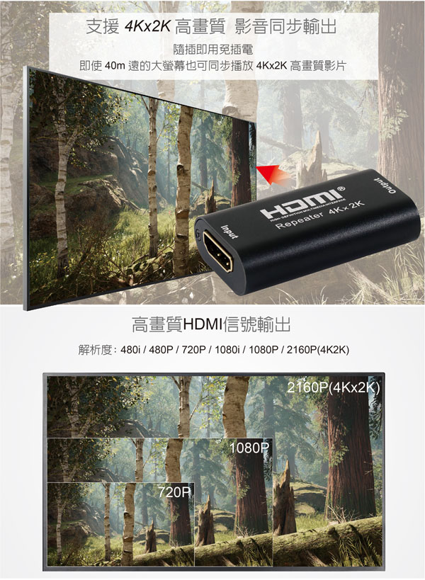 伽利略 HDMI【40米30Hz(雙母頭)】影音延伸器 HDRP40 伽利略 HDMI【40米30Hz(雙母頭)】影音延伸器 HDRP40