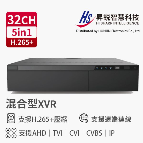 昇銳 HISHARP HS-HU3382｜32路 XVR 數位監控主機 5MP H.265+｜支援 Onvif、手機遠端監看、混合式錄影機 32路 XVR、H.265+、5in1錄影主機、Onvif、手機遠端監看、8HDD、機架式主機、大型監控系統。