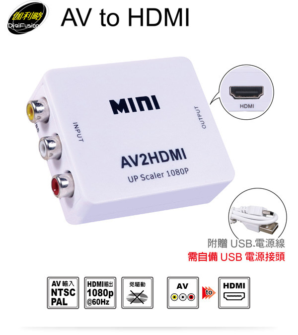 伽利略【AV 轉 HDMI】轉換器AV2HD 伽利略【AV 轉 HDMI】轉換器AV2HD