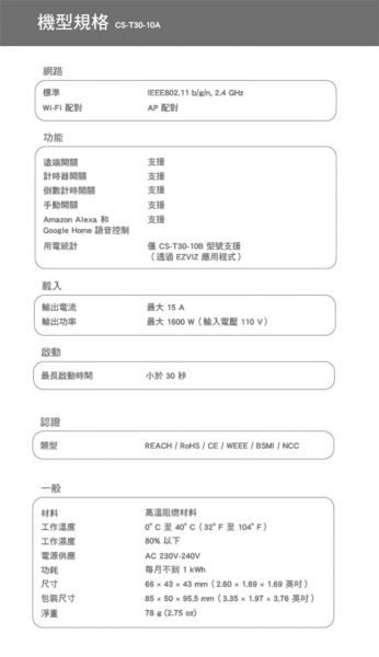 EZVIZ螢石 T30-10A 全能 智慧插座 輕鬆配對 設定排程或定時 遠端開關、計時、倒數都支援 EZVIZ螢石 T30-10A 全能 智慧插座 輕鬆配對 設定排程或定時 遠端開關、計時、倒數都支援