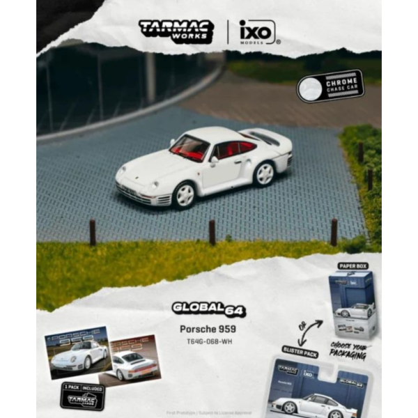 (預購) [吊卡版] TARMAC WORKS 1/64 保時捷 GLOBAL64 Porsche 959 White T64G-068-WH 20260525 [吊卡版] TARMAC WORKS 1/64 保時捷 GLOBAL64 Porsche 959 White T64G-068-WH