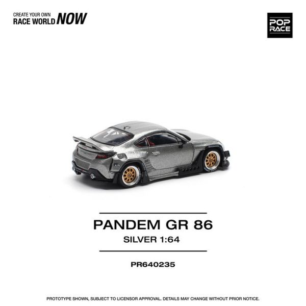 POP RACE 1/64 豐田 Toyota PANDEM GR86 SILVER PR640235 POP RACE 1/64 豐田 Toyota PANDEM GR86 SILVER PR640235