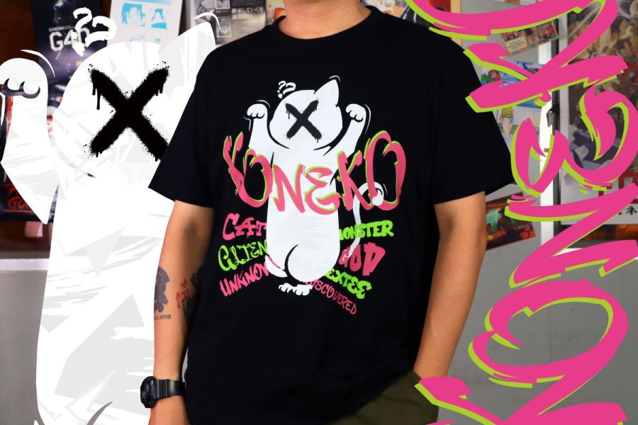 NEXTee KONEKO 塗鴉喵 短袖T恤 黑色 NEXTee KONEKO 塗鴉喵 短袖T恤 黑色