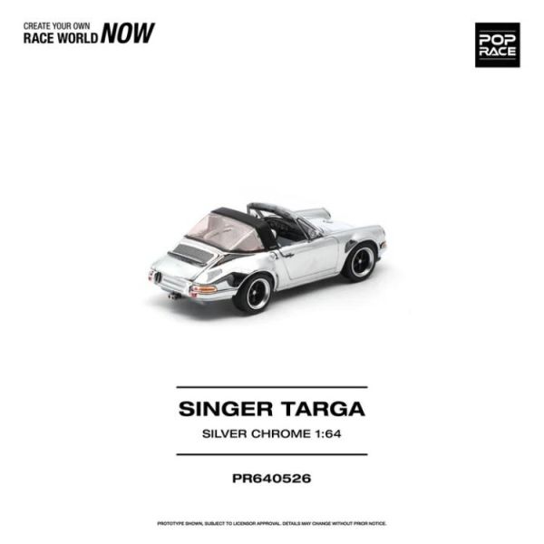 (預購) POP RACE 1/64 SINGER TARGA SILVER CHROME PR640526 20260805 POP RACE 1/64 SINGER TARGA SILVER CHROME PR640526