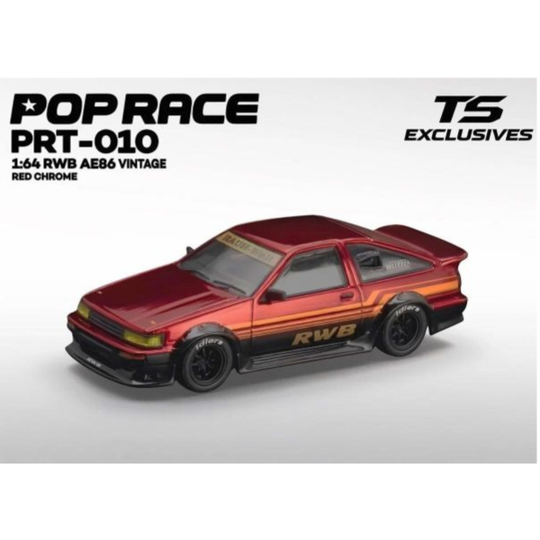 (預購) POP RACE × TS Exclusive 1/64 RWB AE86 VINTAGE Red Chrome PRT010 20260909 POP RACE × TS Exclusive 1/64 RWB AE86 VINTAGE Red Chrome PRT010