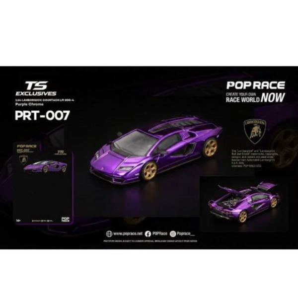 (預購) [吊卡版] POP RACE 1/64 藍寶堅尼 LAMBORGHINI COUNTACH LPI 800-4 Purple Chrome PRT007 20260810 [吊卡版] POP RACE 1/64 藍寶堅尼 LAMBORGHINI COUNTACH LPI 800-4 Purple Chrome PRT007