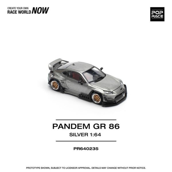 POP RACE 1/64 豐田 Toyota PANDEM GR86 SILVER PR640235 POP RACE 1/64 豐田 Toyota PANDEM GR86 SILVER PR640235