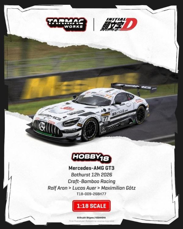 (預購) TARMAC WORKS 1/18 賓士 HOBBY18 Mercedes-AMG GT3 Bathurst 12h 2026 Craft-Bamboo Racing T18-009-26BH77 20260806 TARMAC WORKS 1/18 賓士 HOBBY18 Mercedes-AMG GT3 Bathurst 12h 2026 Craft-Bamboo Racing T18-009-26BH77