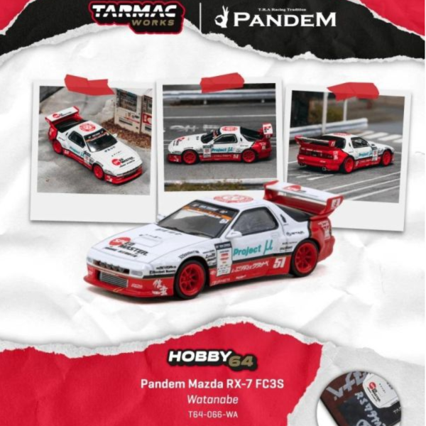 (預購) TARMAC WORKS 1/64 馬自達 HOBBY64 Pandem Mazda RX-7 FC3S Watanabe T64-066-WA 20260906 TARMAC WORKS 1/64 馬自達 HOBBY64 Pandem Mazda RX-7 FC3S Watanabe T64-066-WA