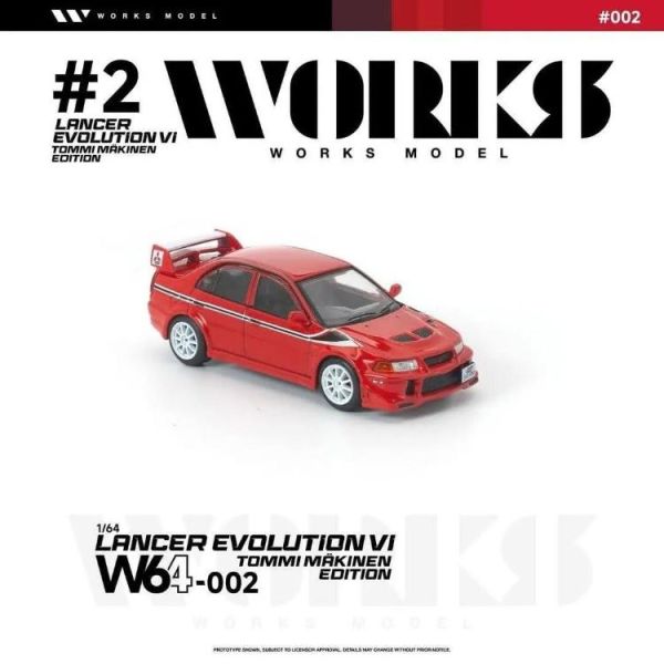 (預購) WORKS Model 1/64 三菱 MITSUBISHI LANCER EVOLUTION VI TOMMI MAKINEN RED W640002 20260524 WORKS Model 1/64 三菱 MITSUBISHI LANCER EVOLUTION VI TOMMI MAKINEN RED W640002