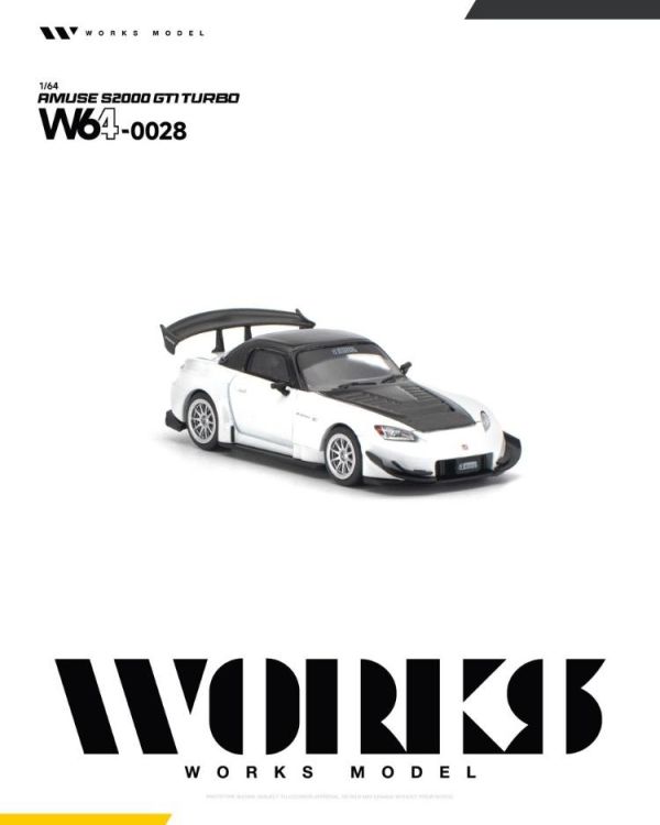 (預購) WORKS MODEL 1/64 本田 AMUSE S2000 GT1 TURBO WHITE W640028 20260809 WORKS MODEL 1/64 本田 AMUSE S2000 GT1 TURBO WHITE W640028