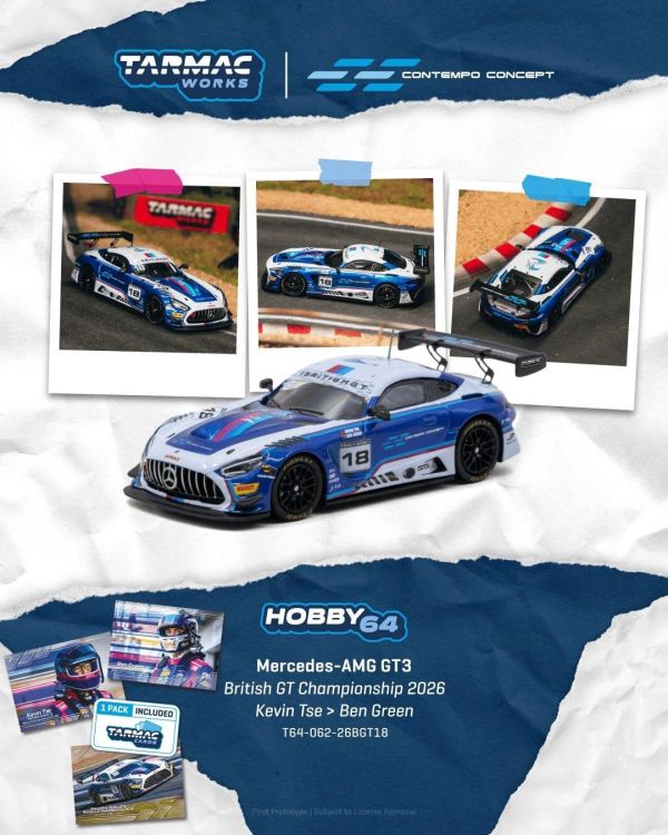 (預購) TARMAC WORKS 1/64 賓士 HOBBY64 Mercedes-AMG GT3 British GT Championship 2026 T64-062-26BGT18 20261005 TARMAC WORKS 1/64 賓士 HOBBY64 Mercedes-AMG GT3 British GT Championship 2026 T64-062-26BGT18