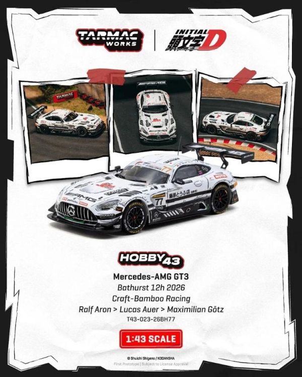 (預購) TARMAC WORKS 1/43 賓士 HOBBY43 Mercedes-AMG GT3 Bathurst 12h 2026 Craft-Bamboo Racing T43-023-26BH77 20260806 TARMAC WORKS 1/43 賓士 HOBBY43 Mercedes-AMG GT3 Bathurst 12h 2026 Craft-Bamboo Racing T43-023-26BH77